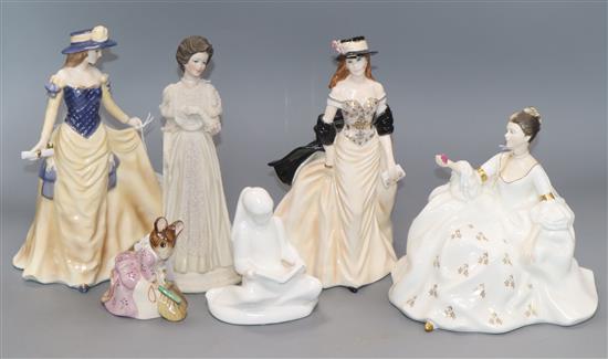 A Beswick Beatrix Potter figure, Hunca Munca Sweeping, a Royal Doulton figure, Images and four other figurines,